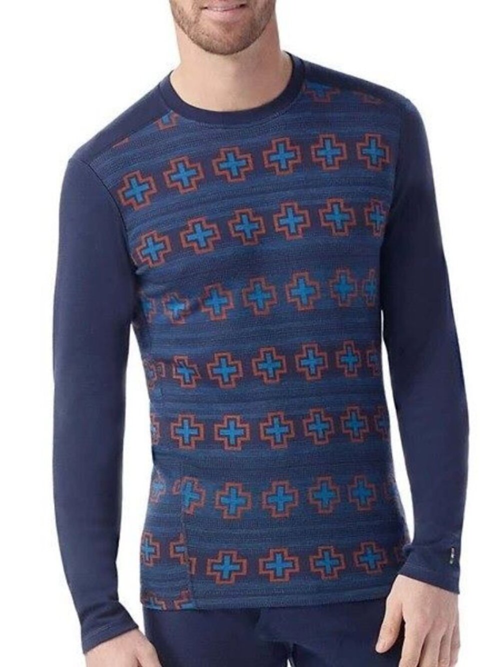 Smartwool  Men's Merino 250 Baselayer Crewneck Shirt Men Size XL Deep Navy Paths